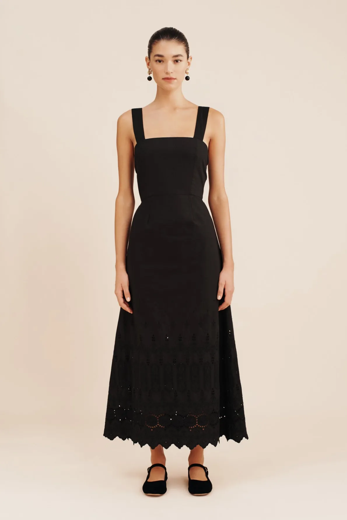 AMELIA SQUARE NECK DRESS - BLACK