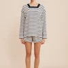 ARCHIE LONG SLEEVE TOP - NAVY STRIPE
