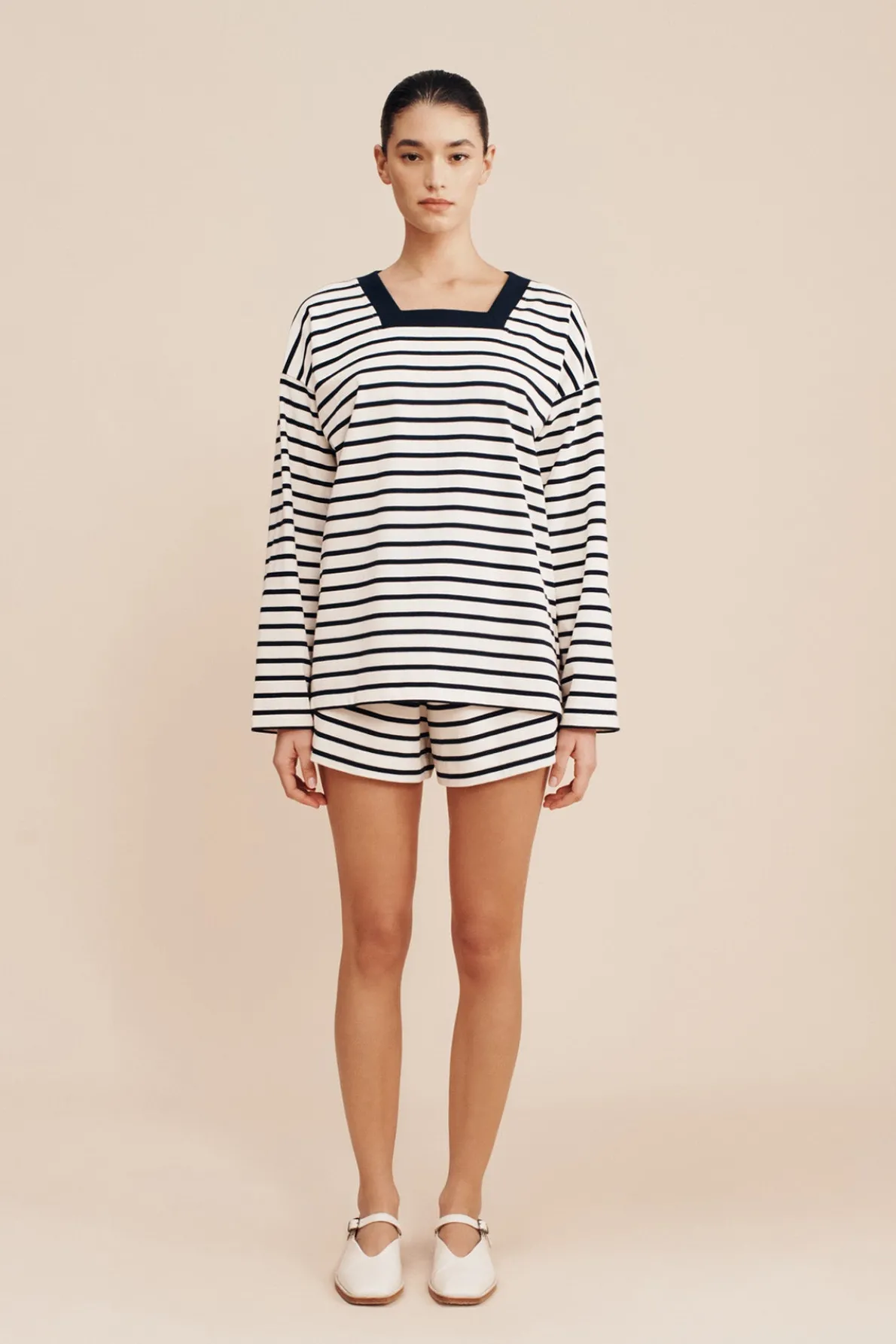 ARCHIE LONG SLEEVE TOP - NAVY STRIPE