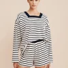 ARCHIE LONG SLEEVE TOP - NAVY STRIPE