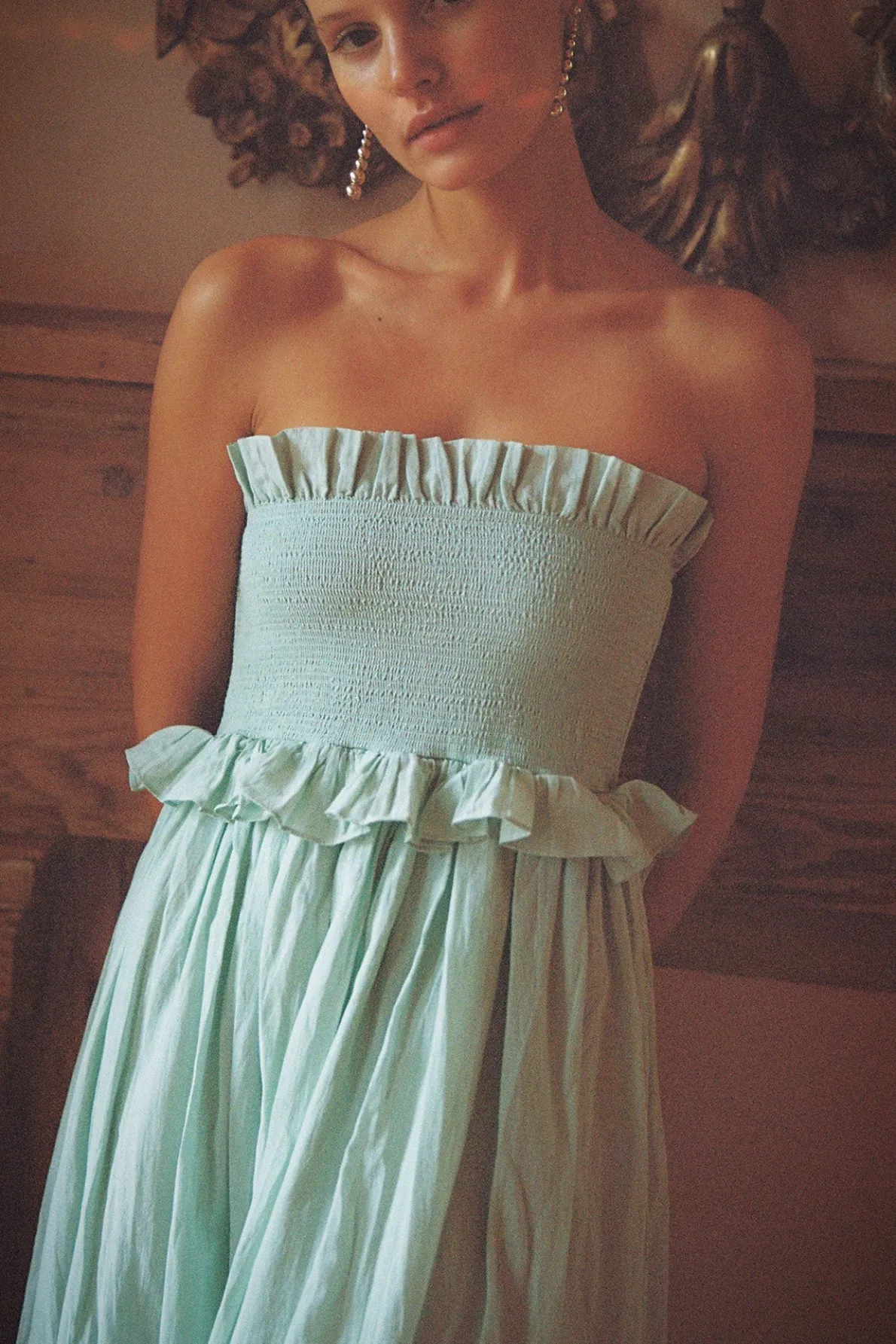 COBY STRAPLESS DRESS - COOL MINT