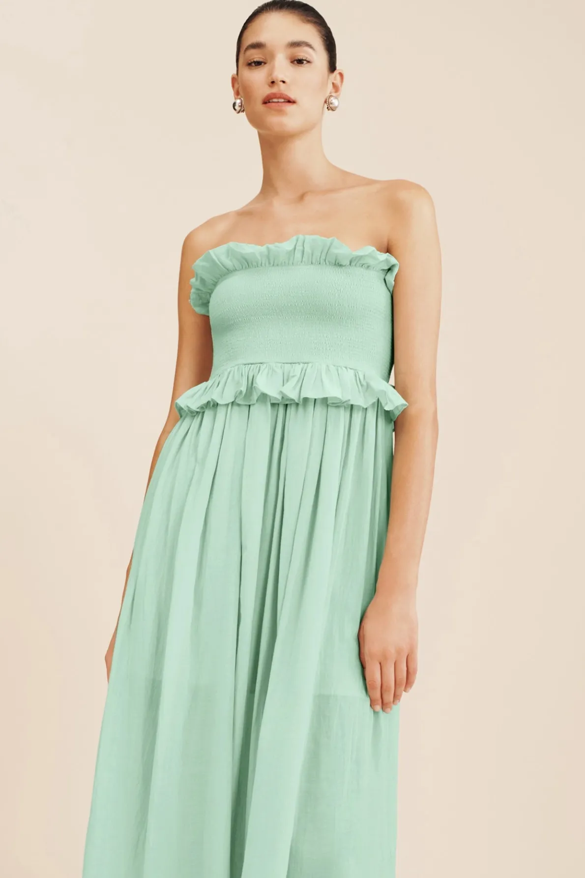 COBY STRAPLESS DRESS - COOL MINT