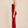 ISABELA STRAPLESS DRESS - CRIMSON
