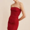 ISABELA STRAPLESS DRESS - CRIMSON