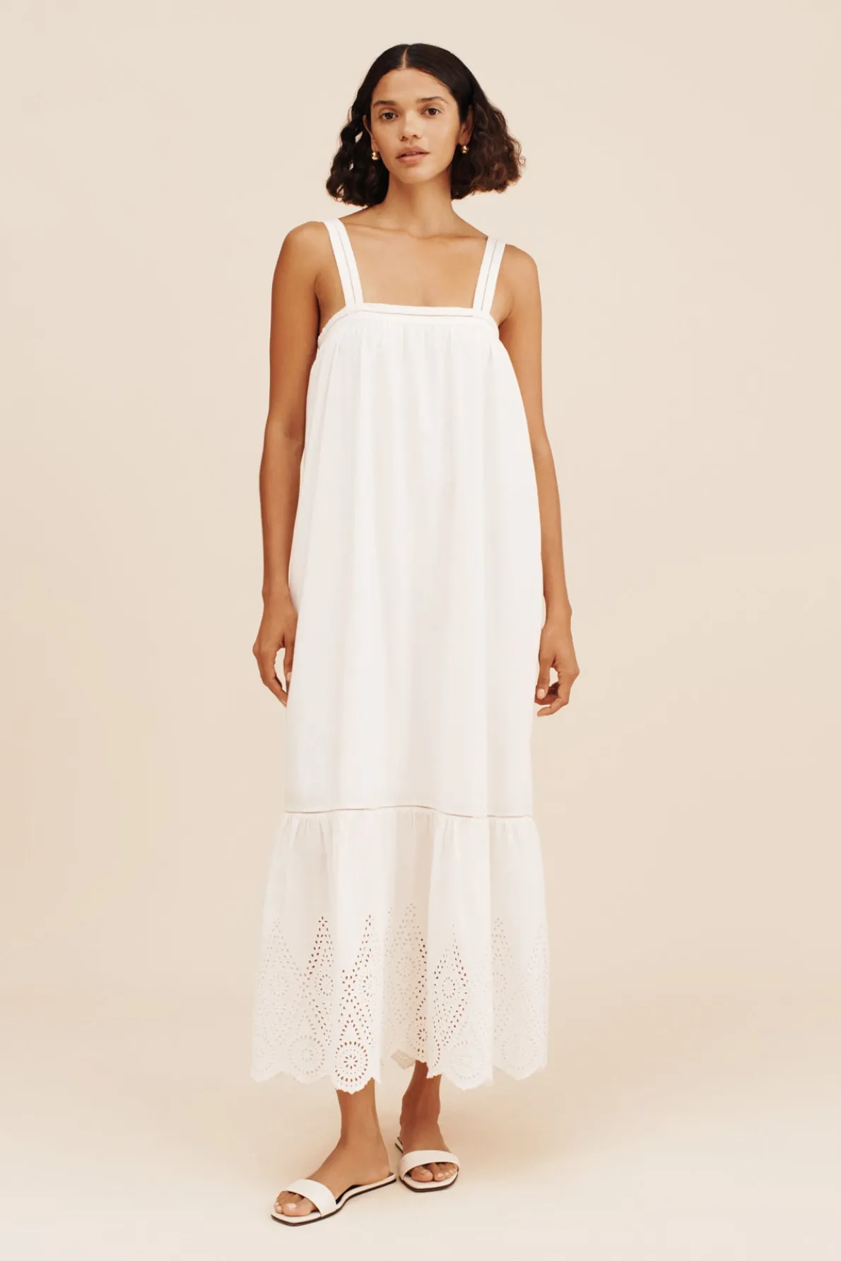 LOUISA TIE DRESS - VINTAGE WHITE