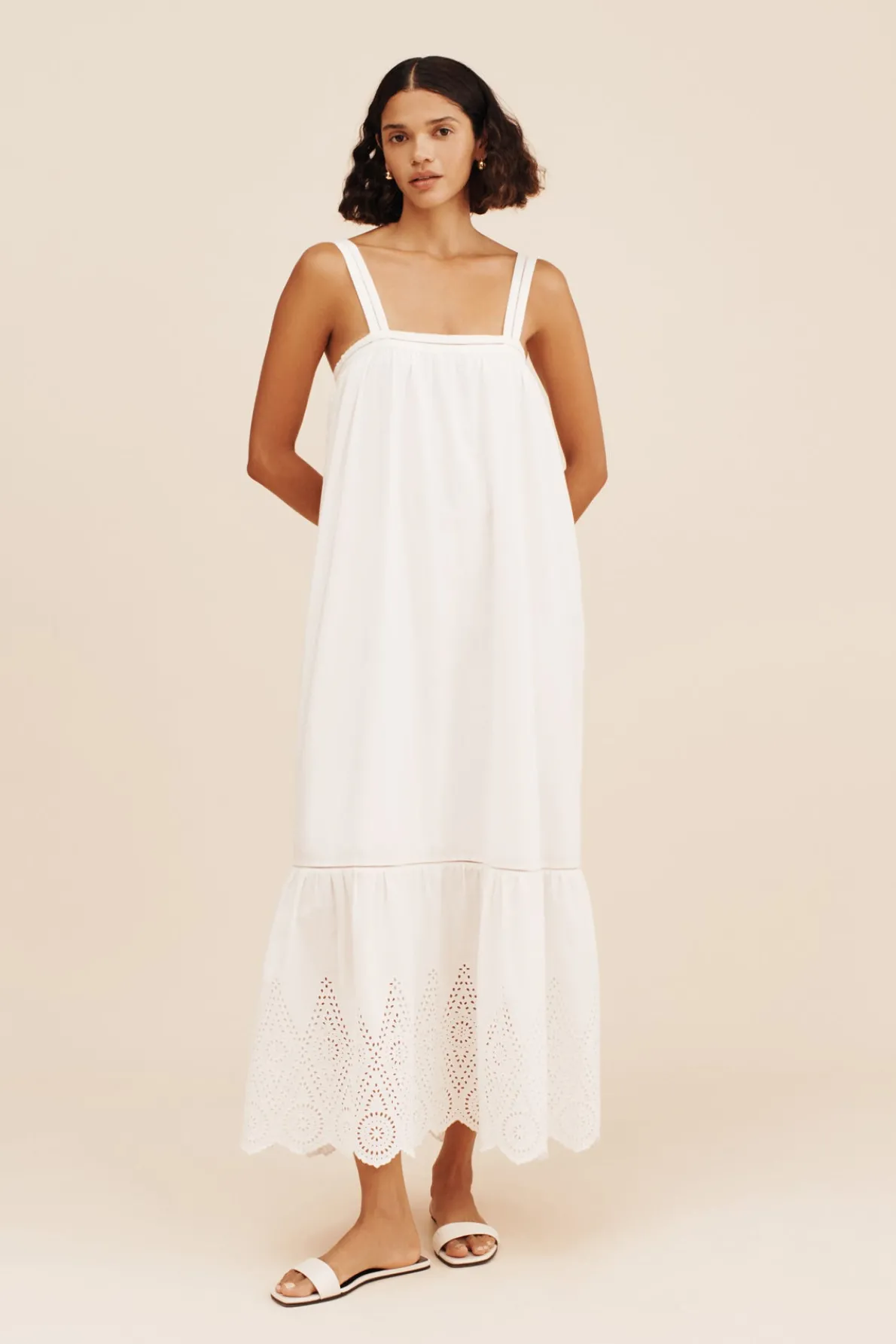 LOUISA TIE DRESS - VINTAGE WHITE