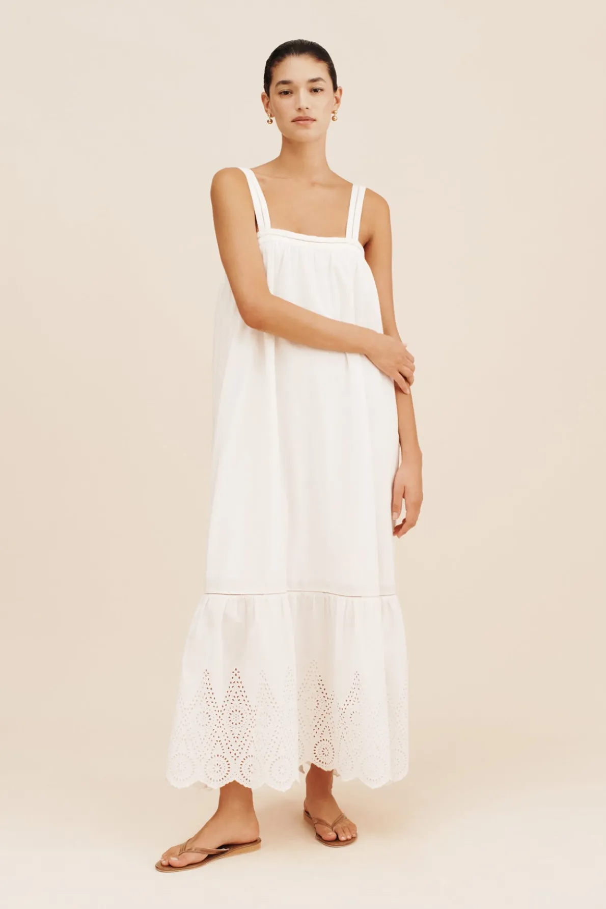 LOUISA TIE DRESS - VINTAGE WHITE