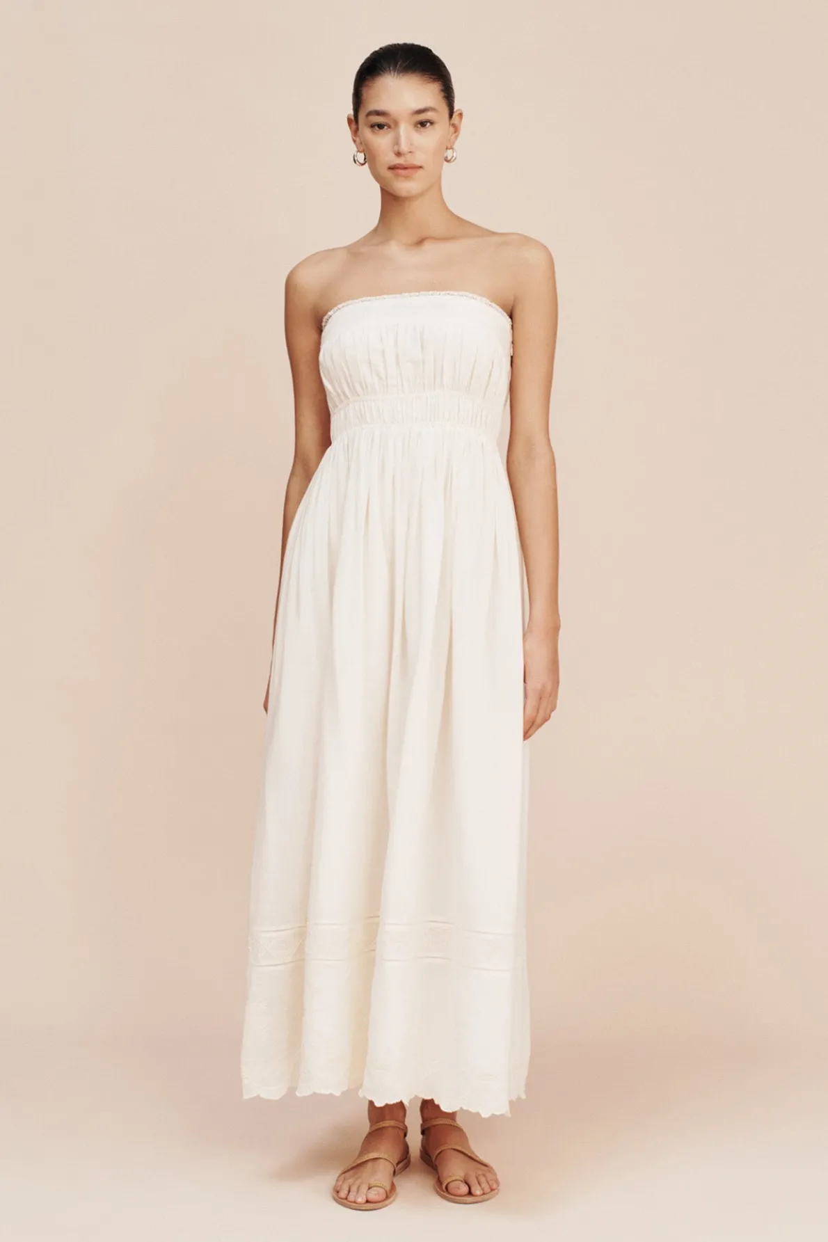 MYLAH STRAPLESS DRESS - CREAM