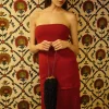 ROMY STRAPLESS DRESS - CHILLI