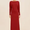 SIENNA L/S DRESS - CRIMSON