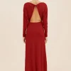 SIENNA L/S DRESS - CRIMSON
