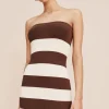 THEO STRAPLESS DRESS - CHOCOLATE STRIPE